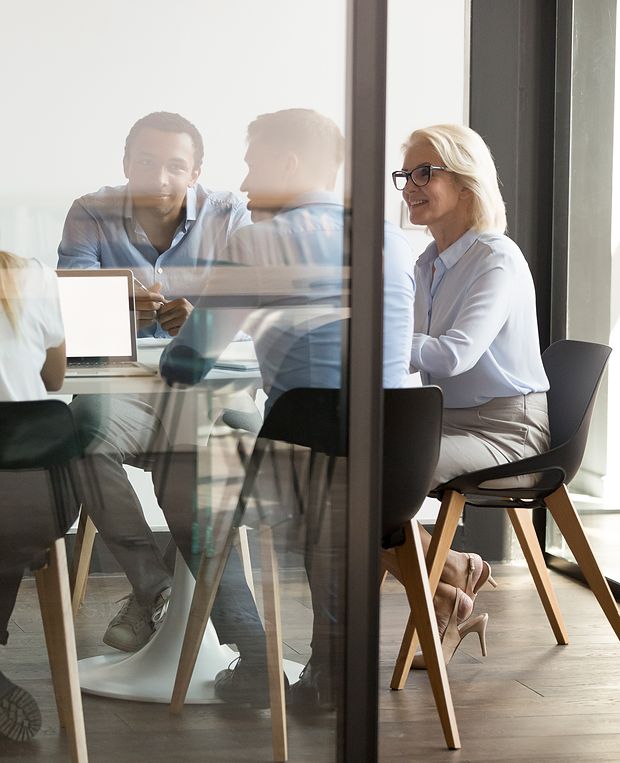 Business professionals meeting in a conference room